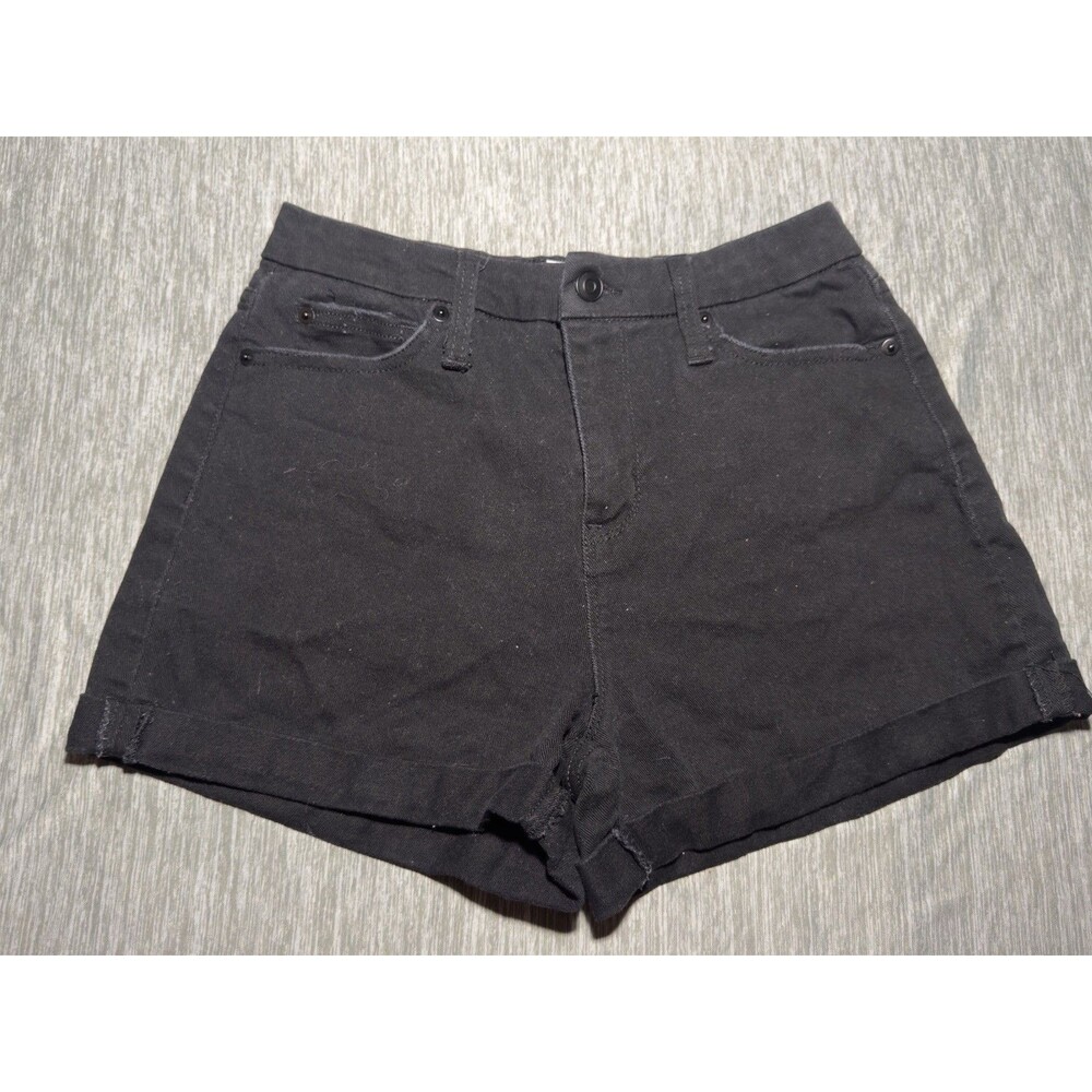 No Boundaries Shorts Black Denim Cuffed Stretch Pockets. Women's Juniors Size 9